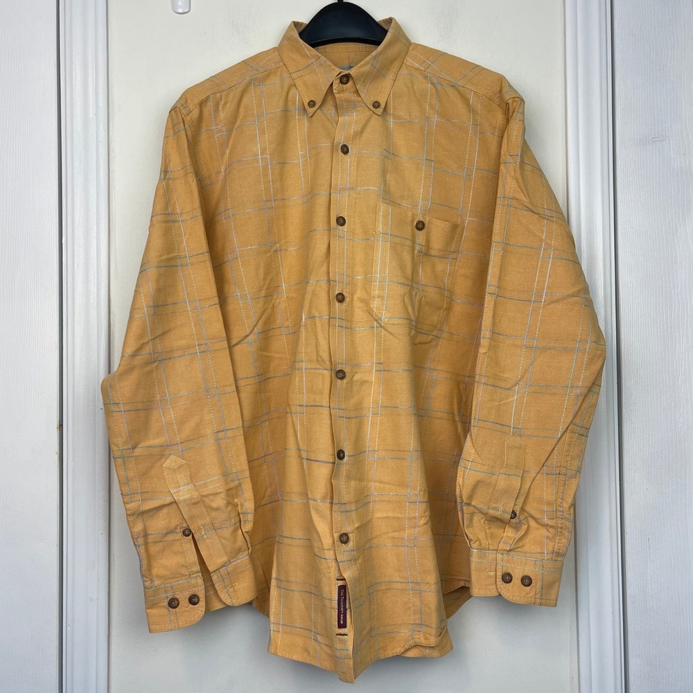 The Territory Ahead Mens M Button Up Cotton + Rayon Long Sleeve Yellow Check - Picture 3 of 9